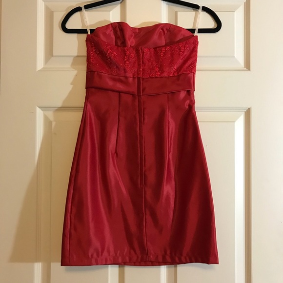Jessica McClintock for Gunne Sax Red Satin Dress - Picture 2 of 4